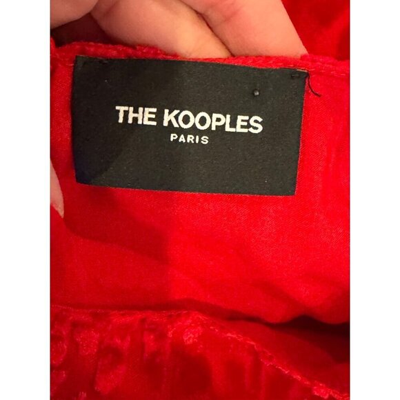 The Kooples Dress Women Large Red‎ Velvet Animal Print Puff Sleeve Mini Party - Picture 10 of 14